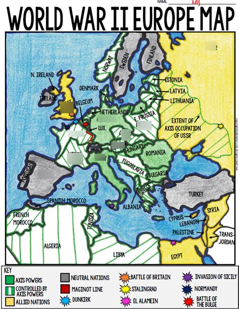 History Gal. . World war 2 europe map worksheet answer key